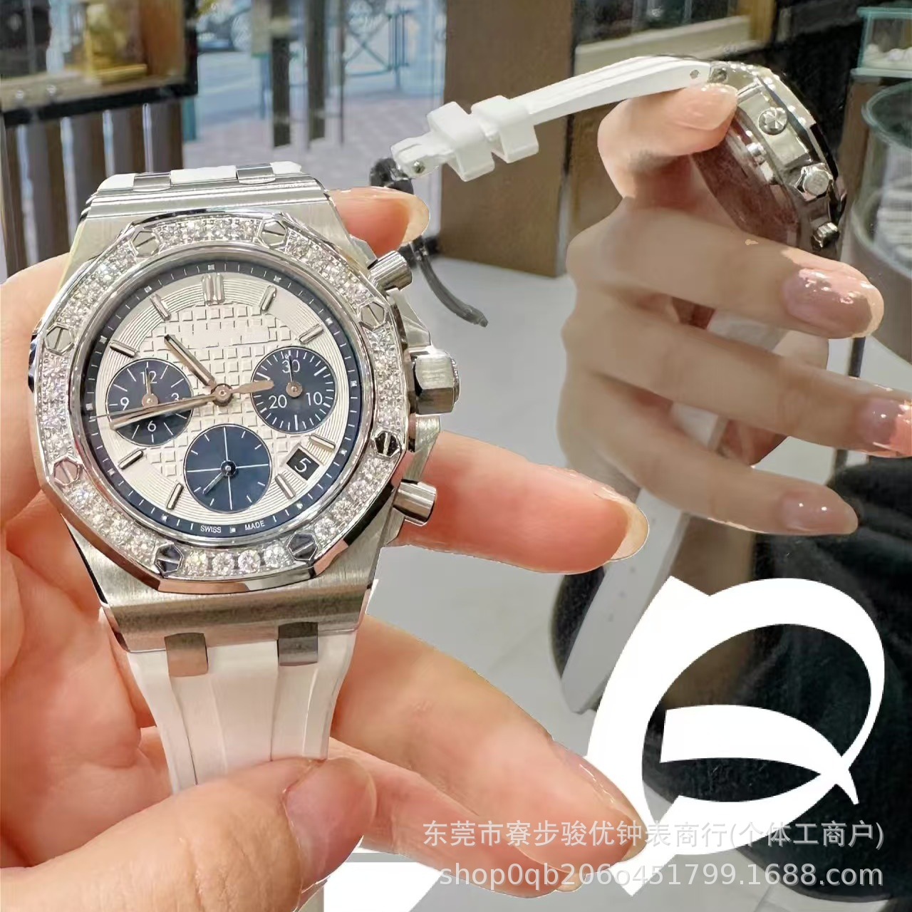 Tiktok Popular Ap Women's Watch Royal Diamond Bezel Six-Hand Multifunctional Quartz Sapphire Ap Couple Watch Wholesale