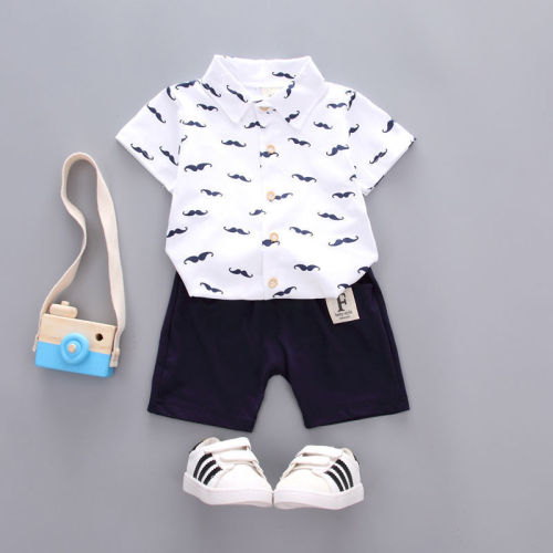 Boys short-sleeved suit summer children's Korean summer shirt two-piece set baby handsome summer clothes small children's clothing