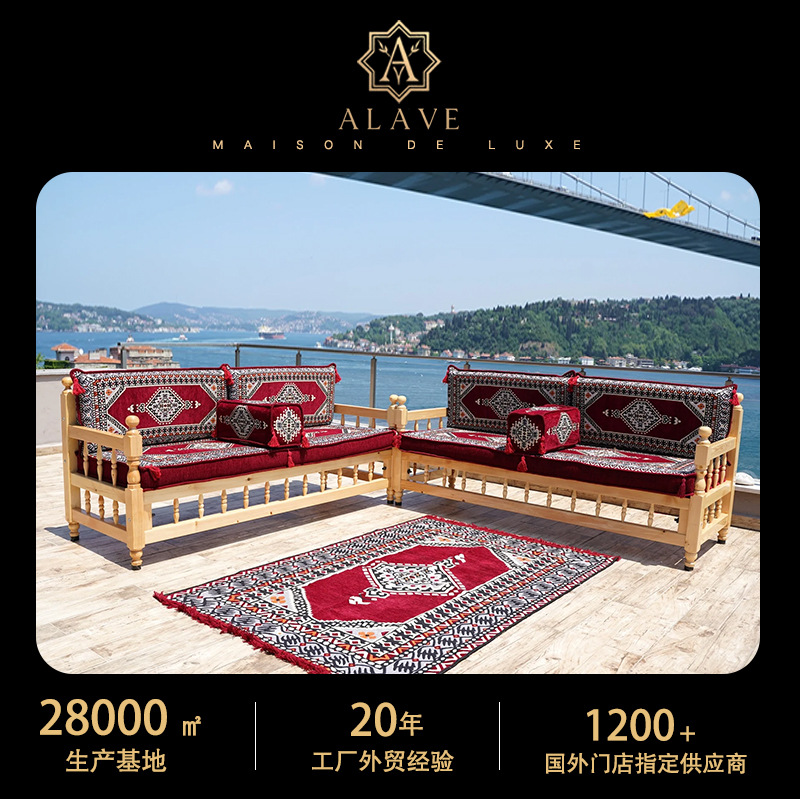 L-Shaped Corner Bohemian Furniture Arabic Living Room Mahjong Sofa Guangdong Foshan Furniture Factory Cross-Border Supply