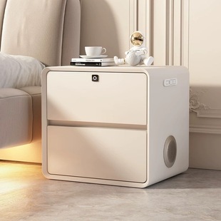 Smart Bedside Table Cream Style Multifunctional Fingerprint Small Cabinet Simple Locker Bedside Table Light Luxury High-Level Sense