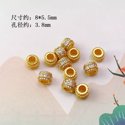 Gold-Plated Diamond Spacer Beads Spacer: Zərgərlik ara hissələri - zircon-barrel-beads-a
