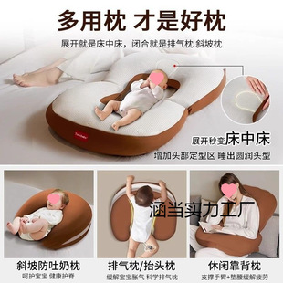Six-In-One Multifunctional Baby Nursing Pillow, Anti-Vomiting and Milk Overflow Slope Pillow, Feeding Pillow