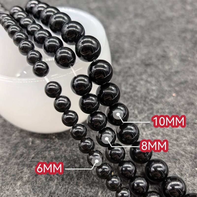 纯天然黑曜石散珠半成品长链6MM圆珠饰品DIY配件8MM珠子10MM批发|undefined