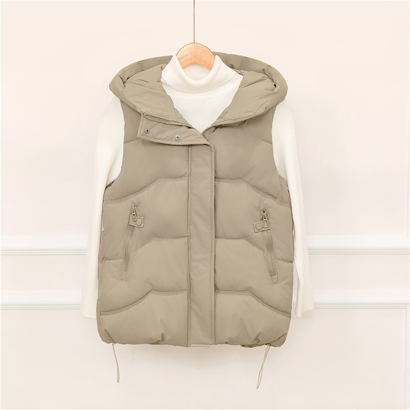 Comercio exterior algodón chaleco de invierno de otoño nuevo estilo coreano suelto medio largo encapuchado sin mangas algodón hombro de camisa de moda