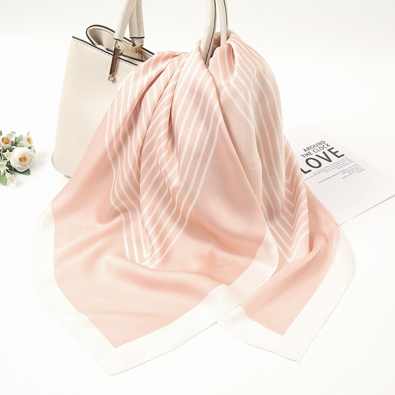 Women's Simple Style Stripe Satin Printing Silk Scarves display picture 9