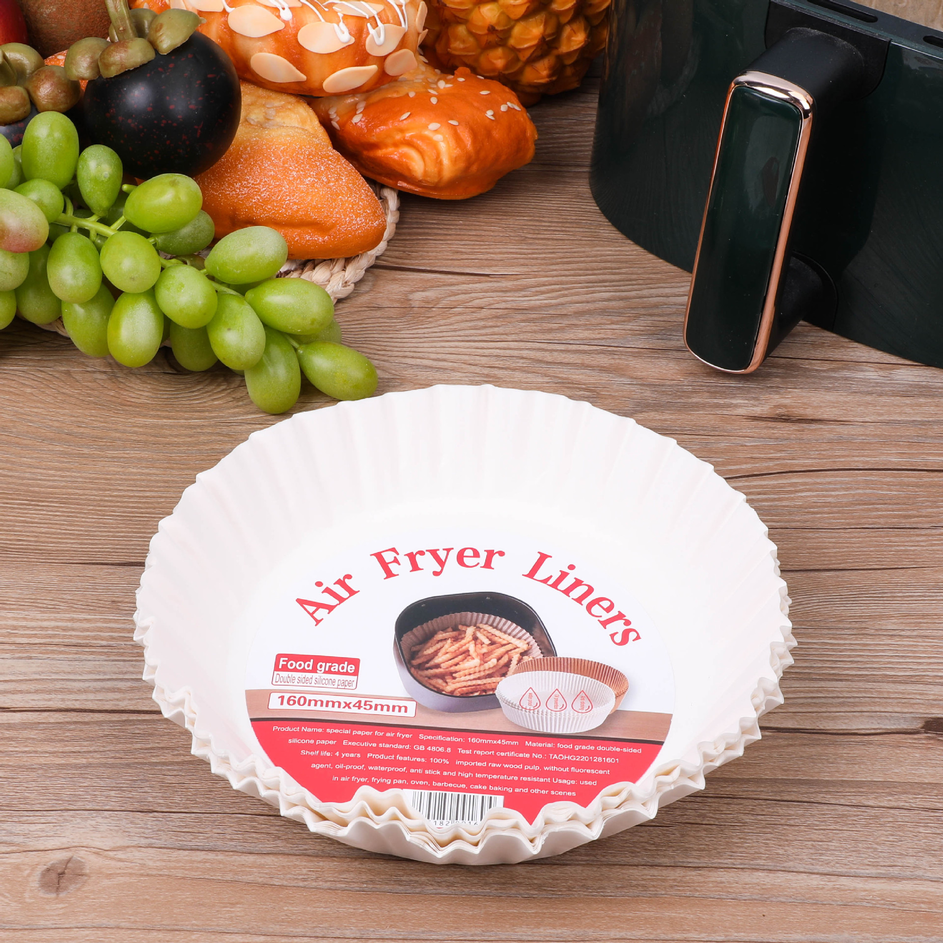 Disco de papel de freidora de aire de color blanco esterilla de papel a prueba de aceite para horno de horno de barbacoa