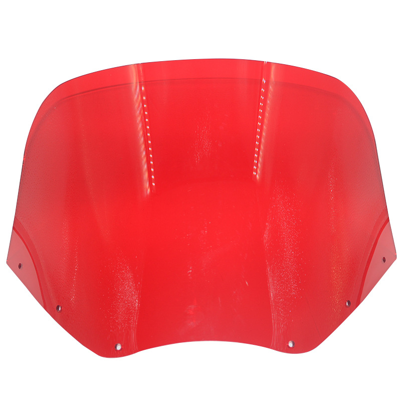 Harley modified Memphis hood, color windshield, 11 inch red, yellow, orange, black, smoked and transparent