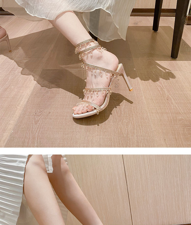 L-108 ciondolo in cristallo intrecciato a forma di serpente con strass, cinturino dritto in stile francese, tacco alto, sandali, versatile_voghion.com