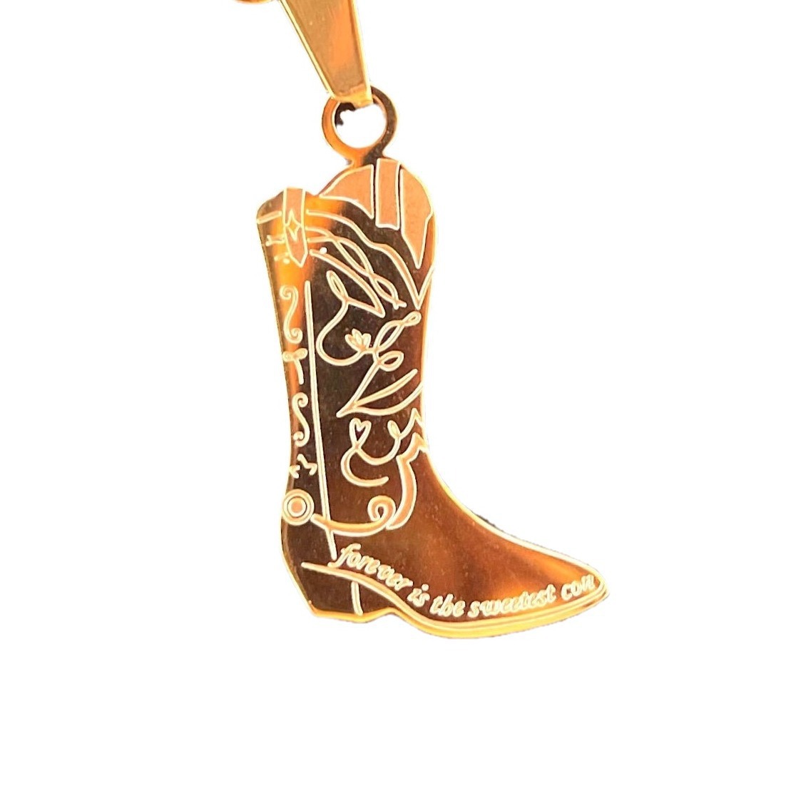 Collar de Vaquero con Bota y Cadena Trenzada, Se Puede Grabar
