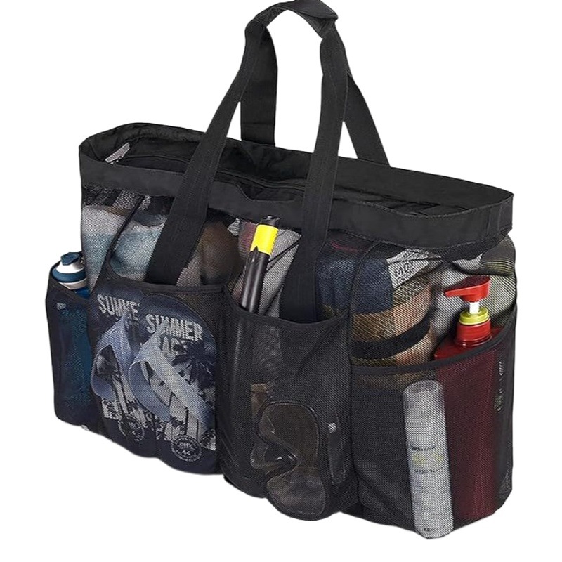 Cross-border European and American Style Large Capacity Mesh Beach Handbag Women's Shoulder Bag Outdoor Travel Storage Tote Bag