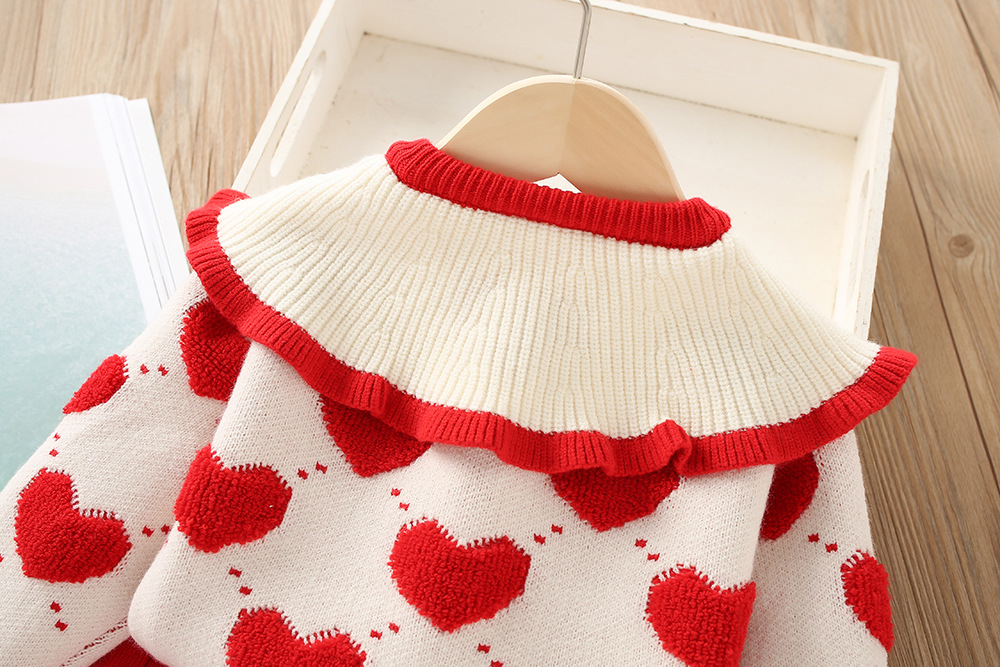 480g Weight Kids Clothing Sets Children's Clothing Type Long Sleeve Sleeve Length Polyacrylonitrile Fiber Fabric Type Skirt Sets Sets Type 2 Pieces Set Quantity Holiday, Daily, Selfie Occasion Round Neck Neckline Regular Fit Fit Type Heart Shape Pattern Winter, Spring, Autumn Season Girl'S Gender Casual, Elegant, Cute Style Casual Elegant Cute Heart Shape Polyacrylonitrile Fiber Girls Clothing Sets 6