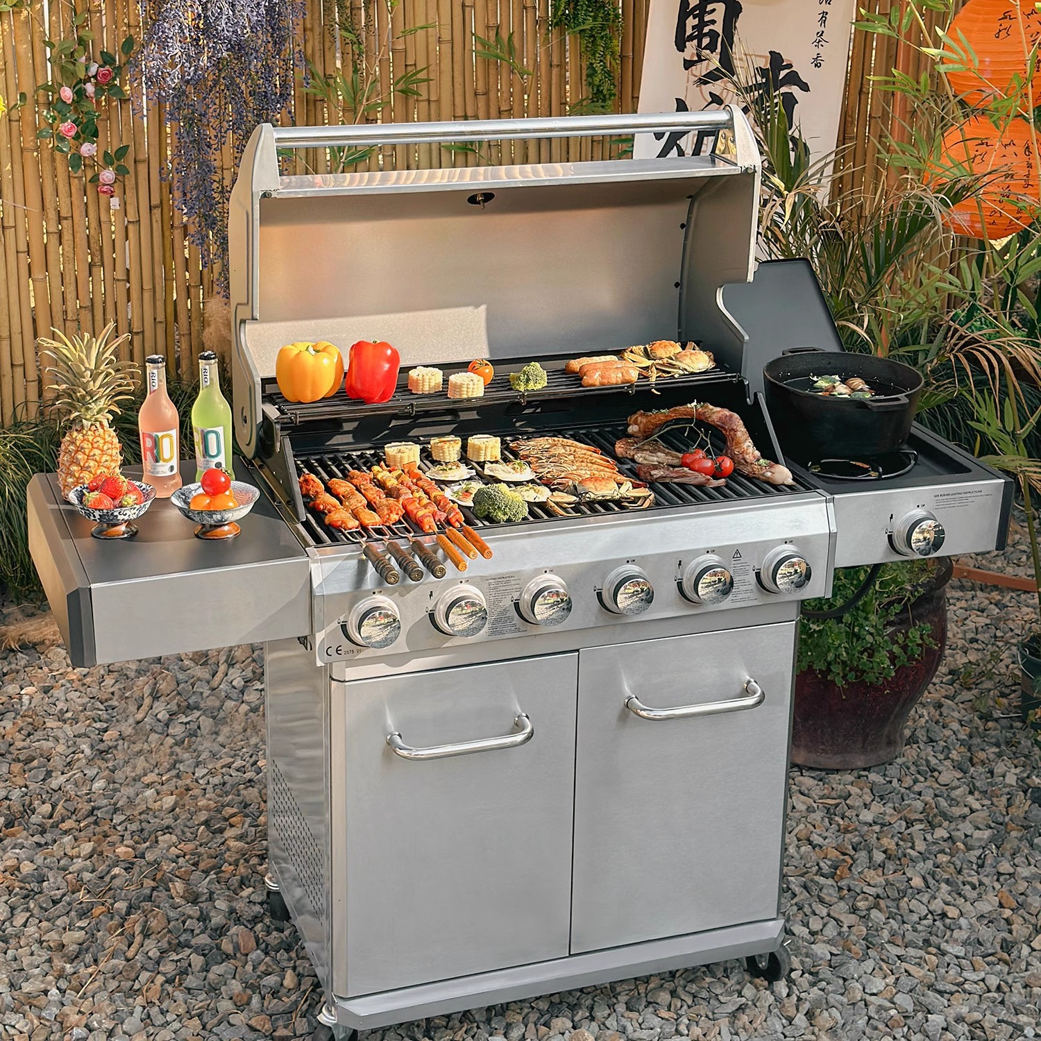 Artesanos al aire libre horno de gas parrilla de carbón doméstico parrilla de barbacoa americana parrilla de barbacoa hogar jardín terraza horno