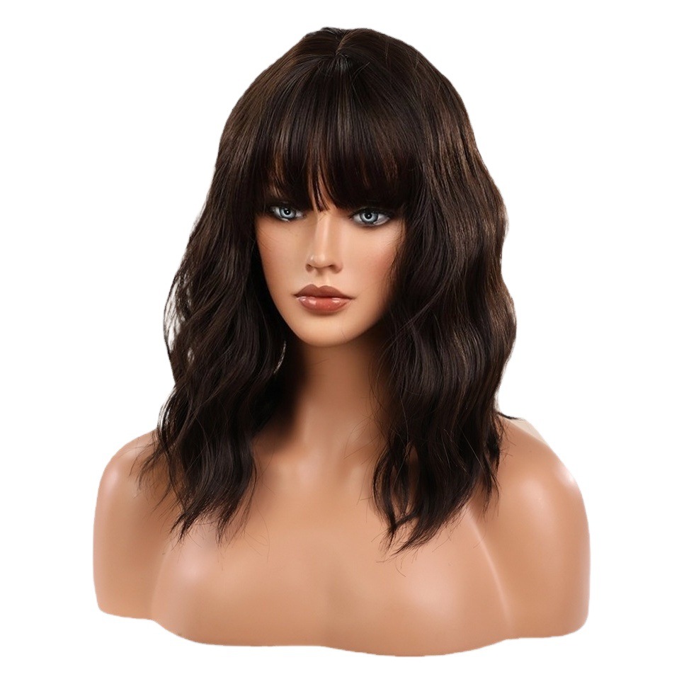 Peluca de estilo europeo y americano, cabello corto para mujer, cabello rizado, moda, nuevo estilo, casco completo, reducción de edad, cabeza de onda, peluca, casco, wigs