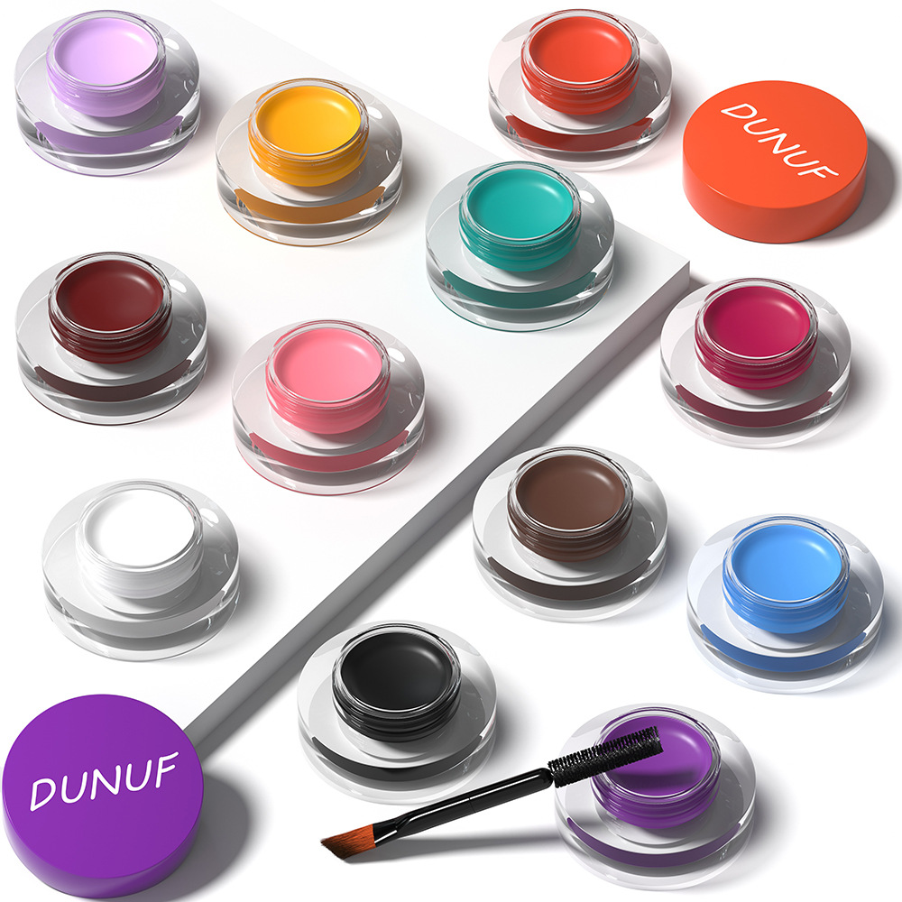 DUNUF 12 Face Color Waterproof Eyeshadow Long-lasting Eyeliner Matte Gloss Eyebrow Dye Universal Note Disclaimer undefined