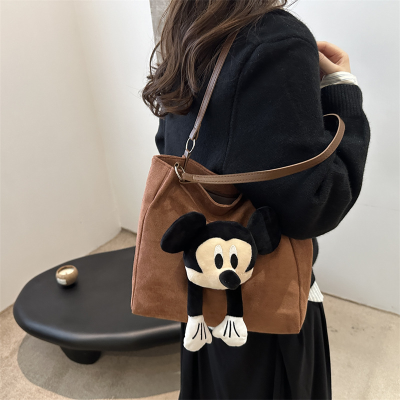 Bolsas relajadas para mujeres de gran capacidad 2024 nuevo Mickey de dibujos animados bolsas de hombro casuales bolsas de clase universitarias