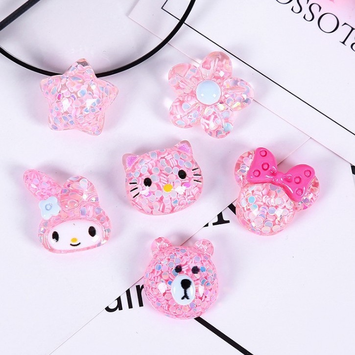 Resina brillo oso conejito gato agujero zapatos accesorios DIY material Resina accesorios DIY accesorios de joyería