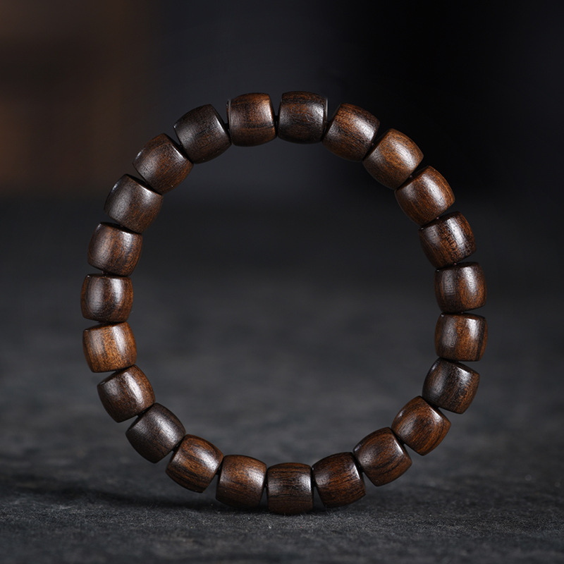 Fidelity Bodhisattva Chess Agarwood Bracelet Men's and Women's Buddha Bead Wen Play Old Type Straight Cut Bead Rosary Winding Finger Soft Bracelet
