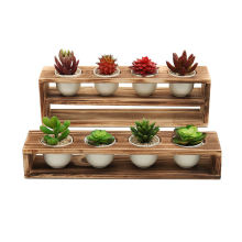 復古木質多肉架擺件家用長方形做舊多肉花盆多肉植物組合木質花盆