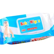 廠家 100抽新款白藍袋裝加蓋寶寶嬰兒清潔濕巾 現貨批發