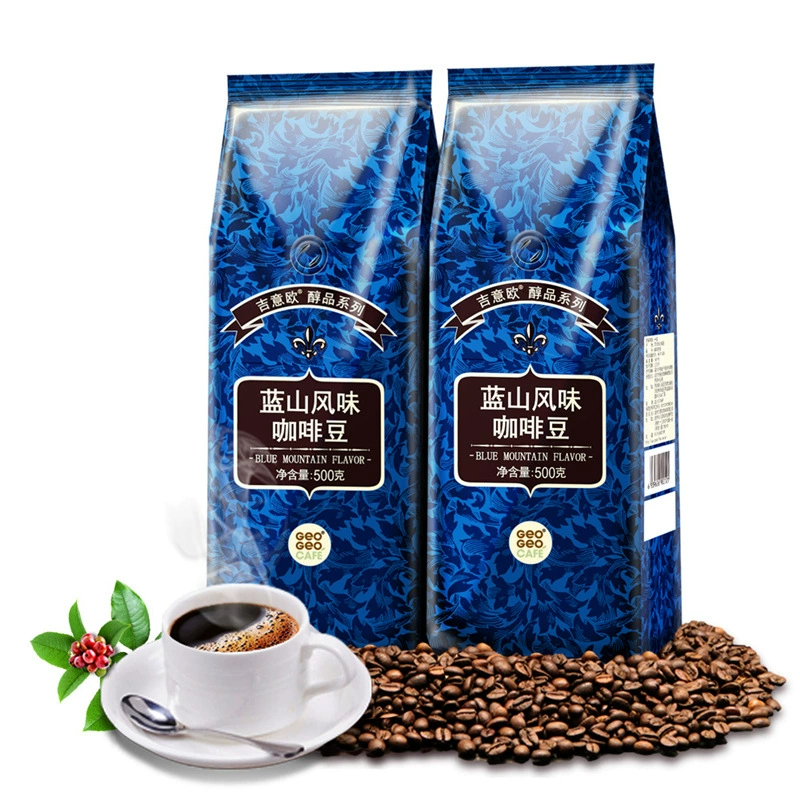 Коф beans? Wait: The string likely: " Geo Blue Mountain flavor coffee beans 500g Selected Arabica moderate baking pure black coffee"