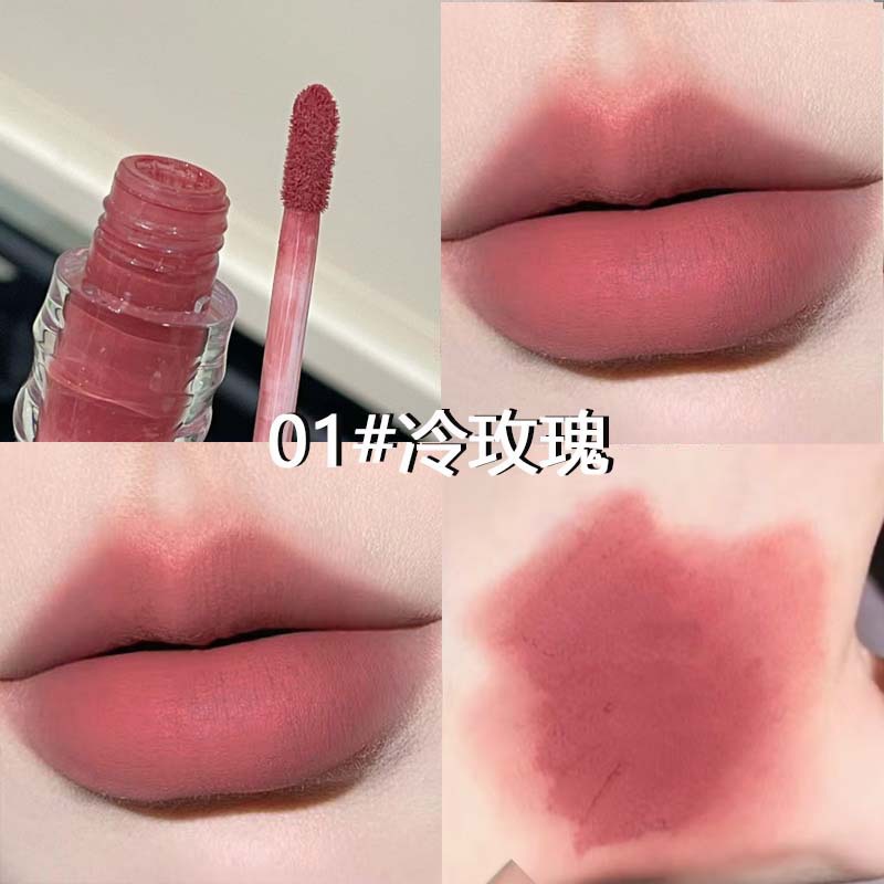 Kakashow terciopelo brumoso esmalte de labios brumoso suave natural terciopelo mate muestra color blanco lápiz labial brillo de labios transfronterizo femenino