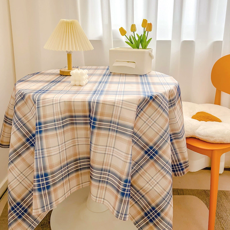 Net red plaid tablecloth Ins wind girl heart round table cloth layout dust dining table cloth coffee table padding