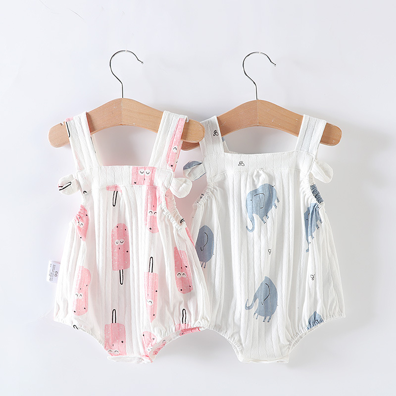 婴儿包屁衣夏季薄款女婴连体衣服新生宝宝三角哈衣小公主宝宝睡衣|ms