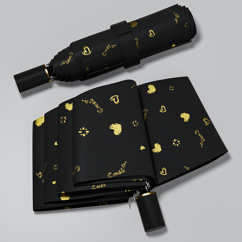 Rain Enjoy Paraguas calientes Paraguas de dibujos animados de amor dorado Paraguas de sol para niños Paraguas plegable de doble uso Sensación de alta calidad Paraguas de protección solar