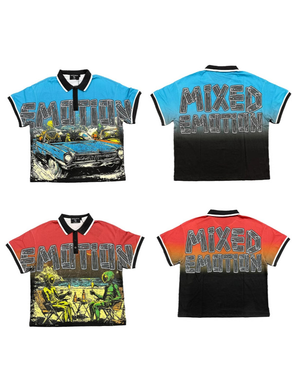 MIXED EMOTION 新作 25ss クロスボーダーホットダイヤモンドプリント アメリカのトレンドブランド スポーツストリート ハイストリート 半袖Tシャツ|undefined