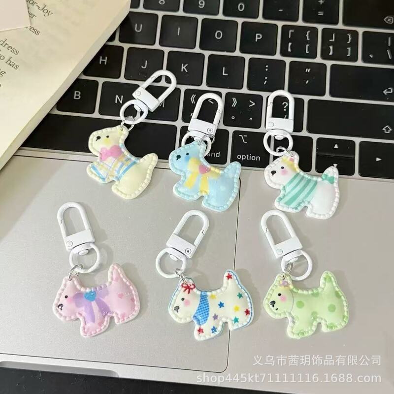 Creative Fresh-Style Puppy Resin Accessories Ins Girl Series Cartoon Dog Keychain Accessories Bell Pendant