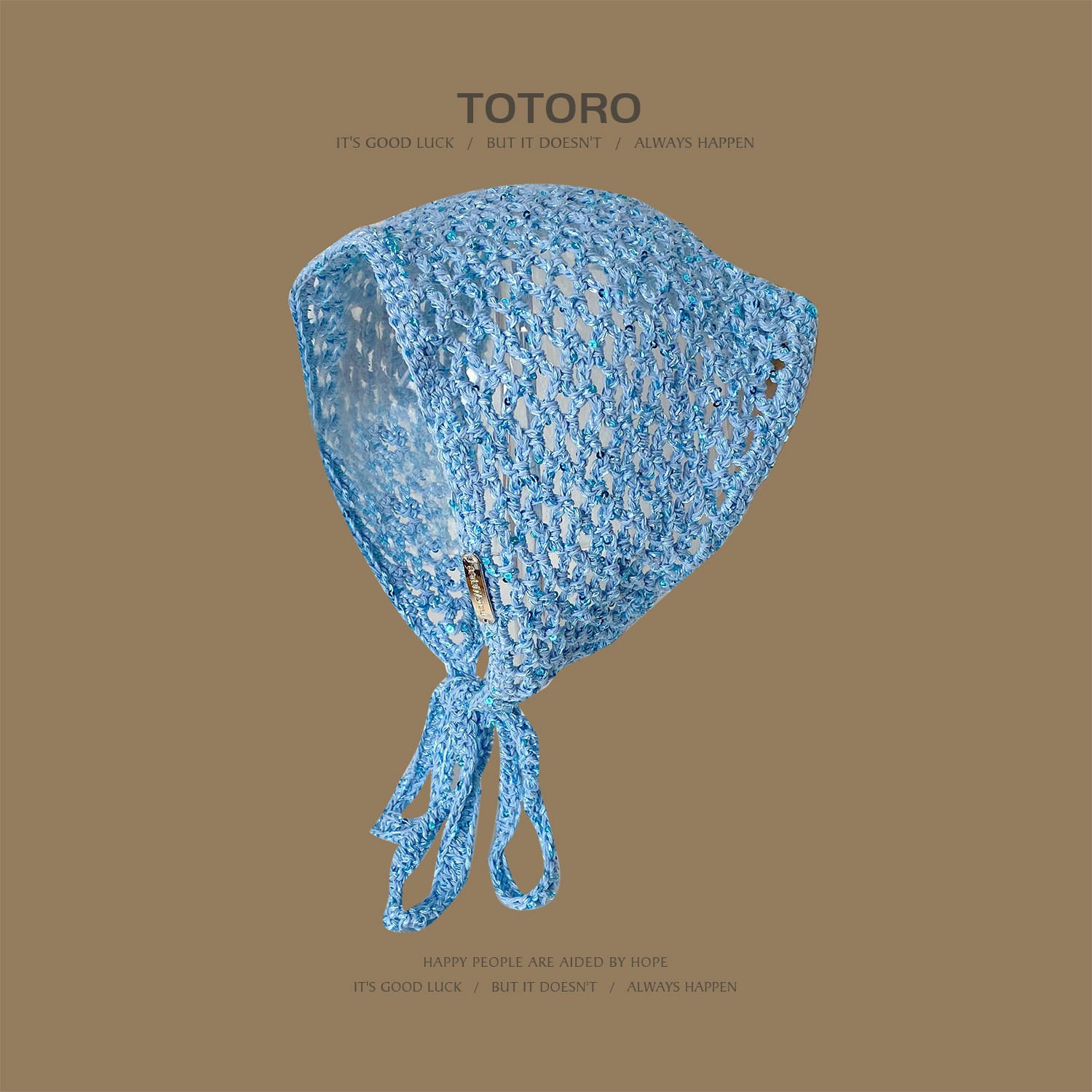 Francia cereza toallas triangulares mujeres primavera y otoño viajes padres-hijos gancho de punto flores hueco pañuelo de arte correa de pelo gorro