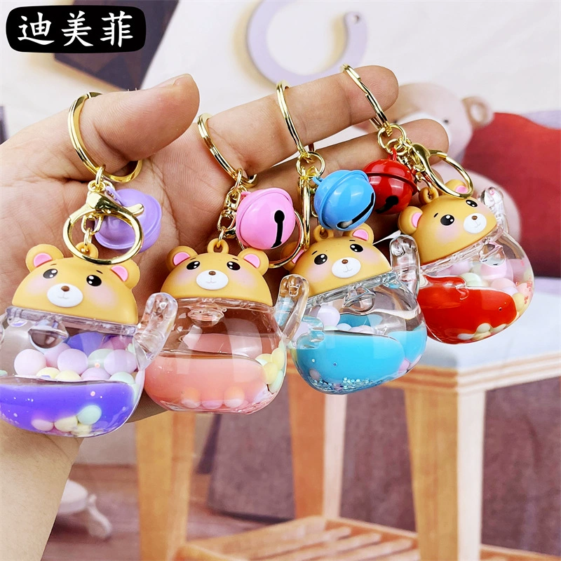  acrylic keychain, creative accessory, cartoon doll, for luck, with little bears, Birthday gift, wholesale