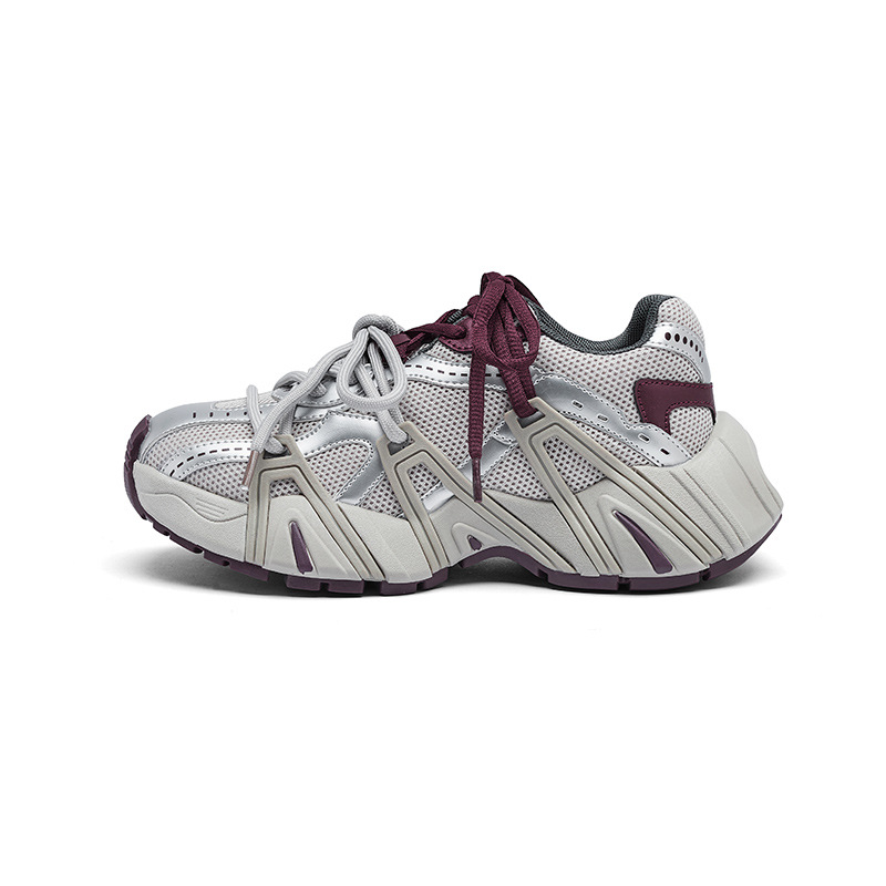 Augu Shi Deng plata zapatos de papá para mujeres 2025 nuevo otoño invierno retro zapatos deportivos de suela gruesa zapatos casuales de montaña para mujeres