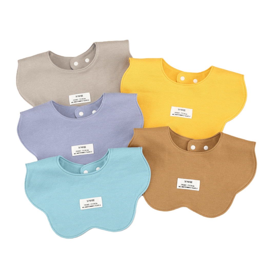 Babero en Forma de Pétalo para Bebé 100% Algodón Absorbente y Ajustable