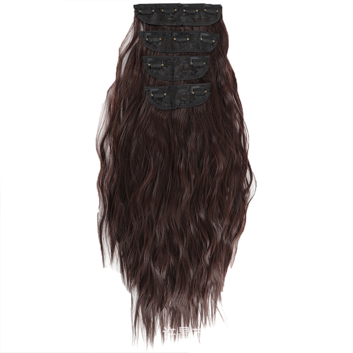 Comercio exterior transfronterizo, peluca europea y americana de cuatro piezas, extensión de cabello ondulado de agua, fibra química de simulación invisible natural, peluca rizada