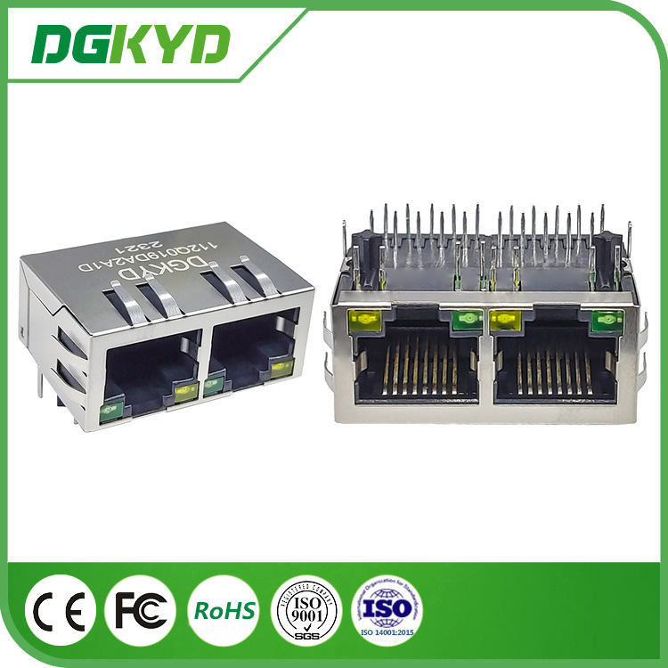 Dual Port RJ45 connector Ethernet Gigabit filter 10P8C interface network port socket network socket Dual Port RJ45 connector Ethernet Gigabit filter 10P8C interface network port socket network socket