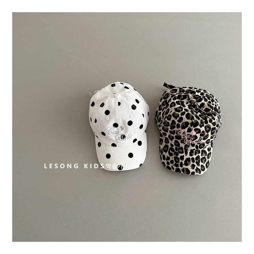 ins韓国ブロガーと同じ水玉模様のヒョウ柄野球帽女性用夏通気性薄い大きな頭囲ひさしキャップ親子
