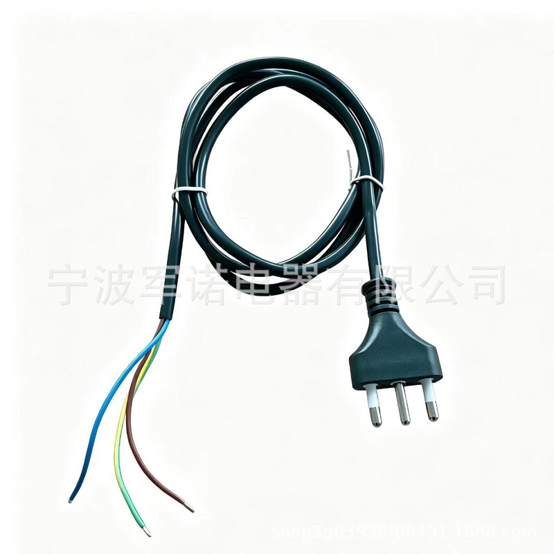 Italian standard three-prong bare tail power cord, Italian three-core pure copper plug cable, power extension cable for equipment wiring Italian standard three-prong bare tail power cord, Italian three-core pure copper plug cable, power extension cable for equipment wiring