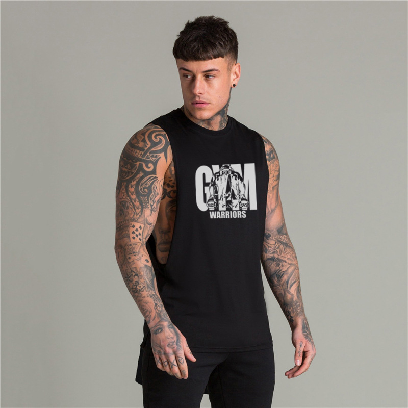Chaleco deportivo suelta verano moda marca ins algodón fitness chaleco sin mangas camisa de fondo blanco camiseta sin mangas