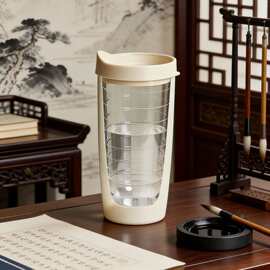 口碑推荐双层透明塑料吸管杯螺纹内胆防烫咖啡杯老客推荐杯