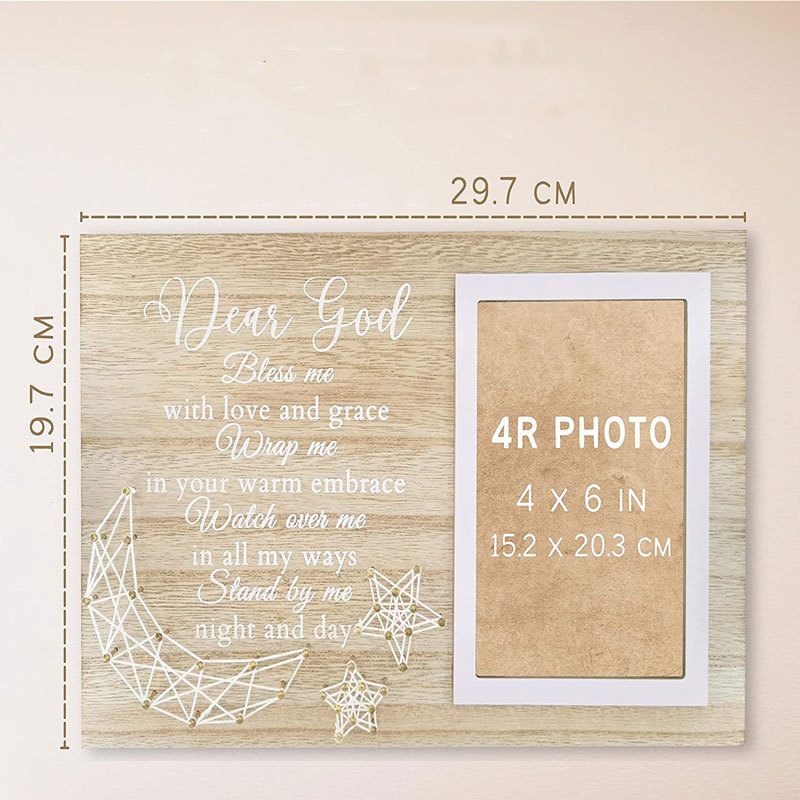 Marco de fotos de madera para mascotas Decoración de mesa creativa mesa de bebé colgante marco de fotos estrella en forma de corazón Luna bebé bobinado