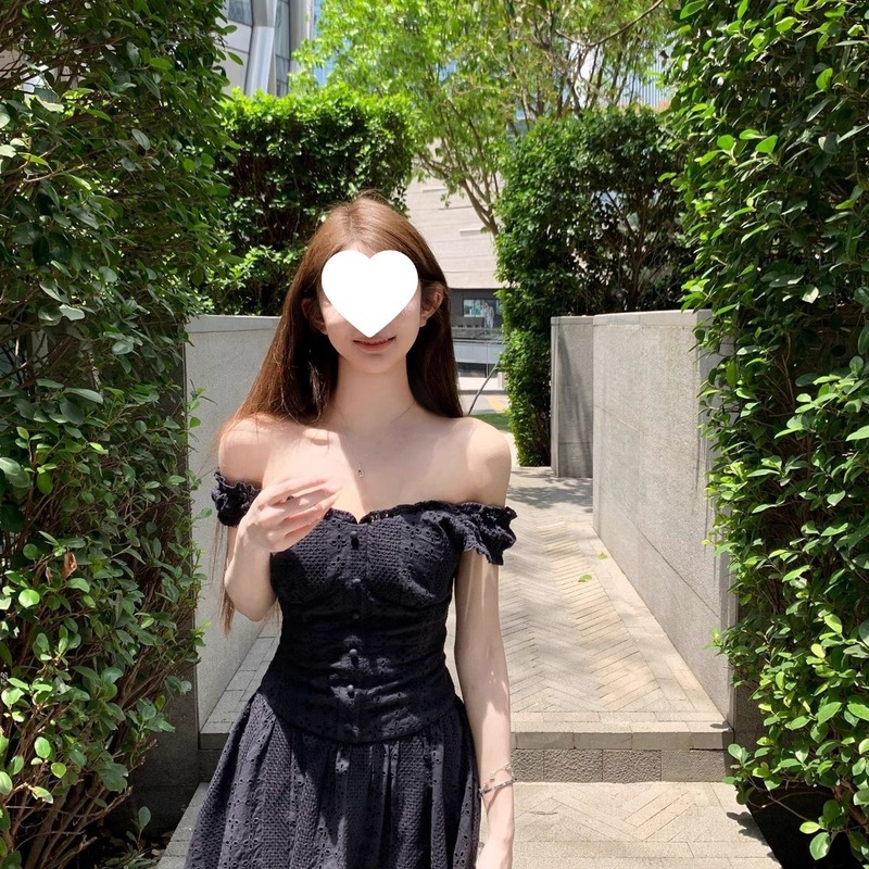 2025夏季新款露肩提花背心吊带连衣裙女夏季修身A字短裙|undefined