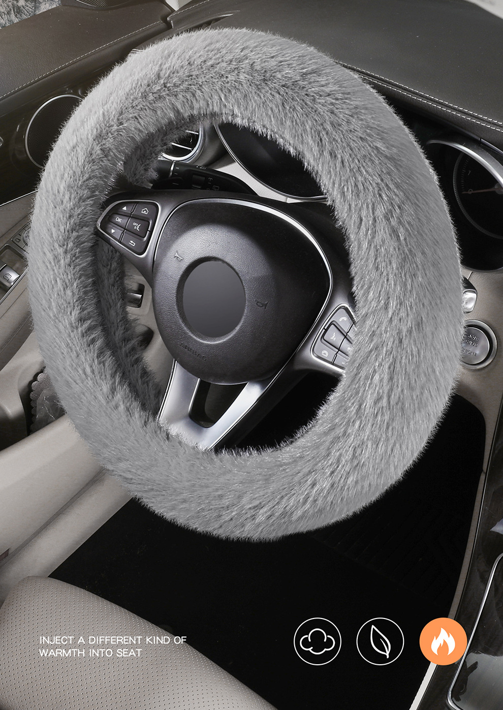 Winter New Plush Imitation Mink Velvet Warm Car Seat Cushion Fleece-Lined Thickeneded Anti-Slip Universal Car Seat Cushion Multi-Piece Set