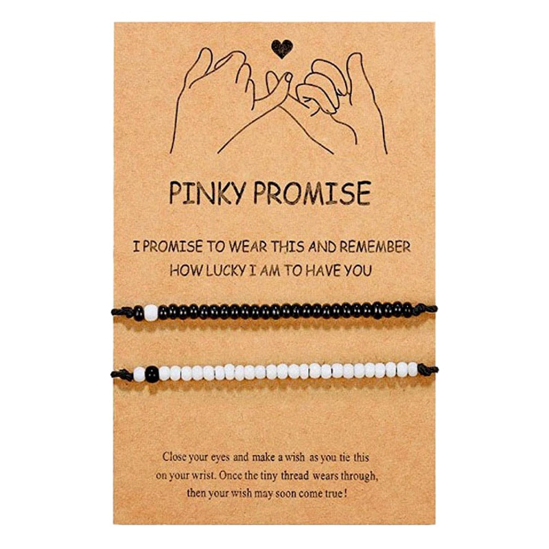 Factory direct creative card bracelet cross-border Europe and the United States personality black and white rice beads wax woven bracelet jewelry
