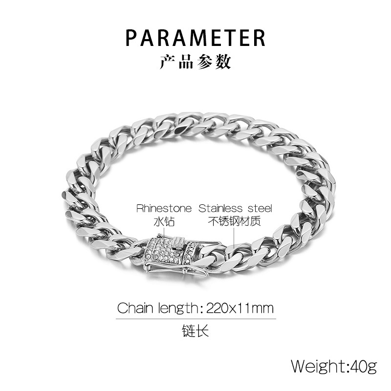 Fashion Geometric Titanium Steel Bracelets Inlay Rhinestones Stainless Steel Bracelets display picture 2