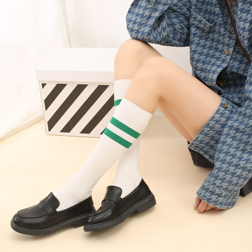 Cotton Women's Calf Socks Student Style Spring/Summer New Arrival Long Tube Women's Striped Goddess Trendy Wholesale Dropshipping Trendy