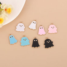 跨境新品万圣节迷你小幽灵小鬼挂件滴油合金耳环挂件DIY饰品配件