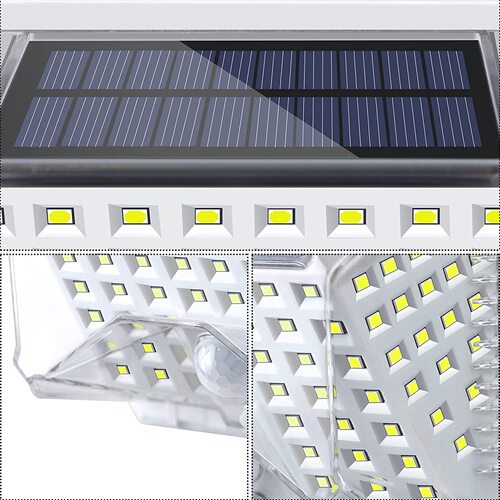Cross-border Solar 90LED Wall Lamp Courtyard White Four-Side Luminous Lamp Human Body Sensing Waterproof Outdoor Integrated Lamp
