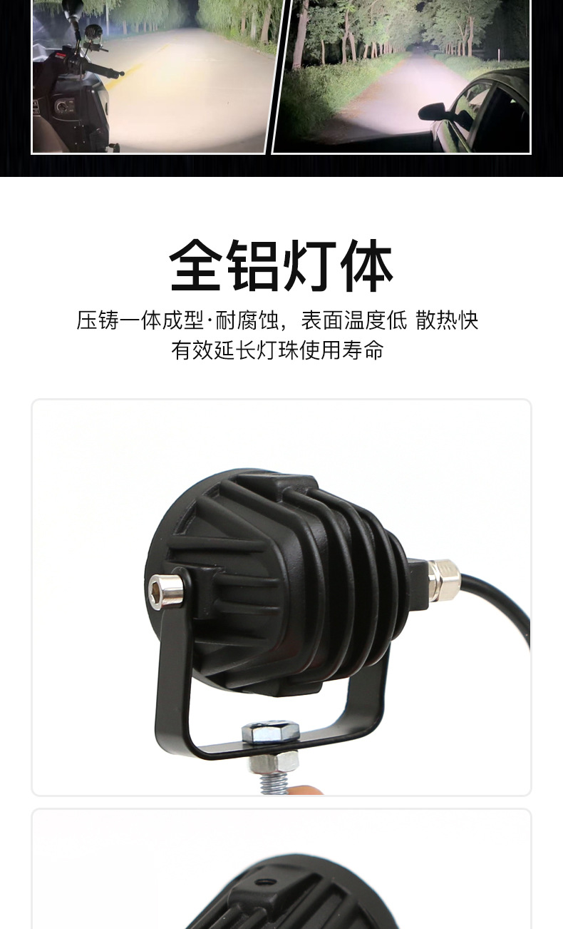 Leilan F4 Car Spotlight, Wide-Beam High Beam, Ultra-Bright Grille Light, Off-Road Truck High-Brightness Fog Light, Small Steel Cannon Laser Light