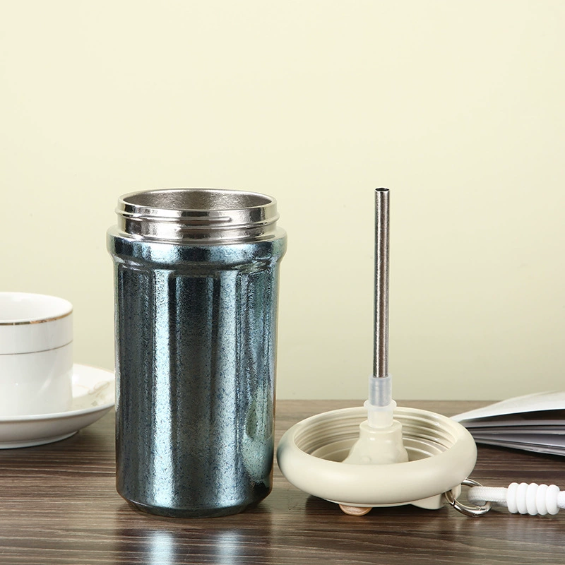 High quality handheld coffee glass, straw for students